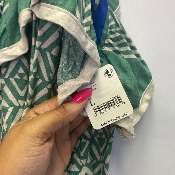 FREE PEOPLE Anika abstract printed Strappy tank top NWT L - Picture 7 of 8